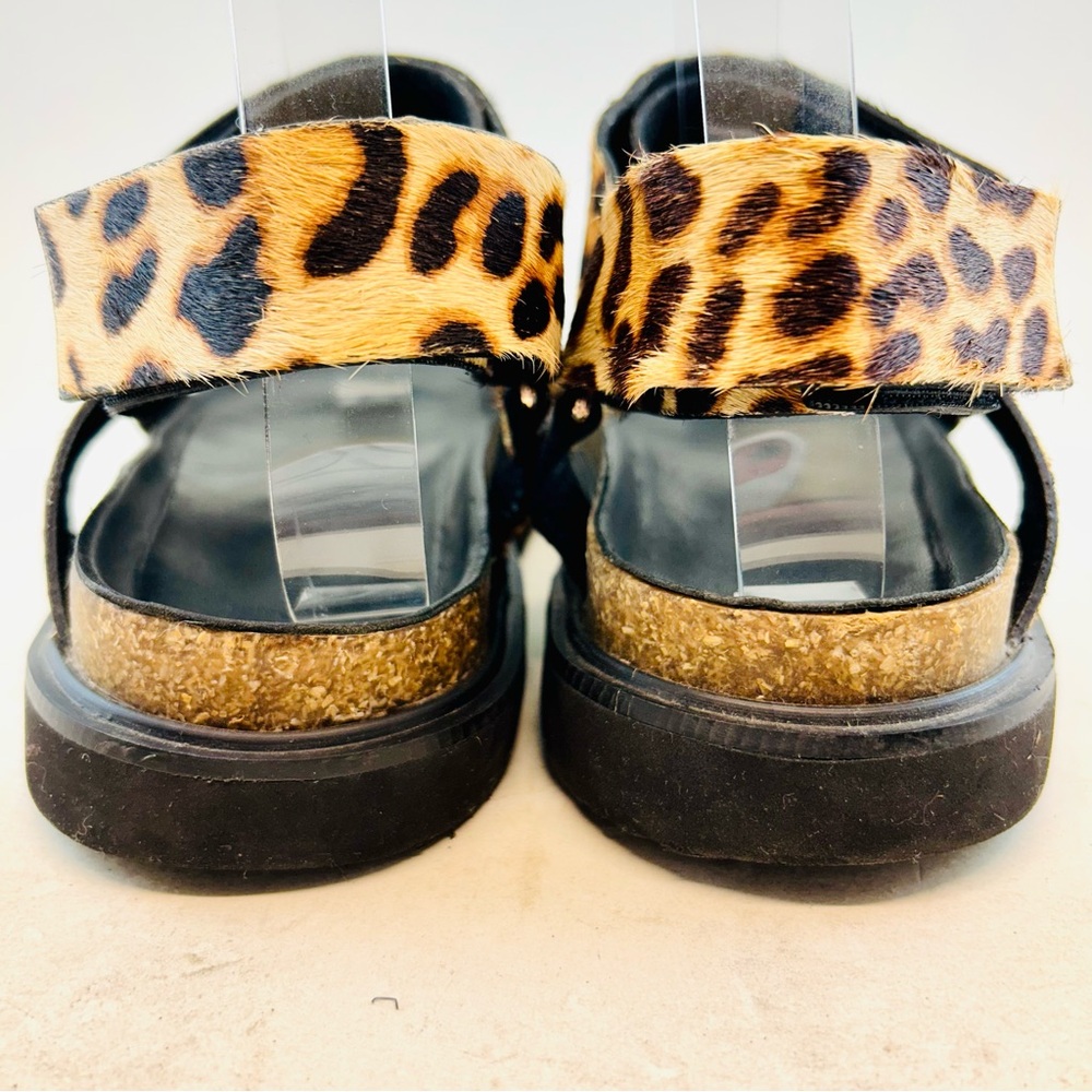 ALL BLACK Footwear Jungle Leopard Print Lowform Adjustable Flat Sandals 39 8.5 - Picture 8 of 12